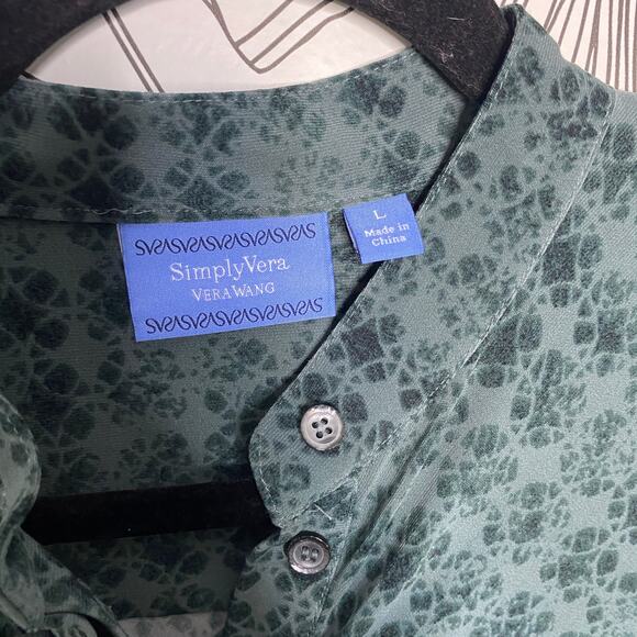 Simply Vera Vera Wang Teal Blouson Smocked Long Sleeve Dress Women's Size Large - Picture 6 of 10